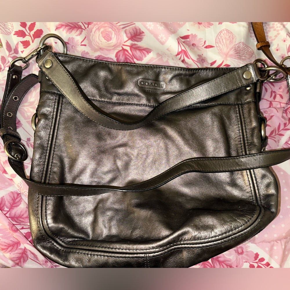 Coach Dark Metallic Leather Bag